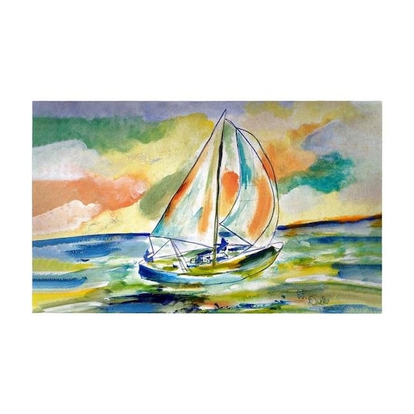 Betsy Drake Betsydrake DM1185G 30 x 50 in. Orange Sailboat Door Mat - Large DM1185G - main
